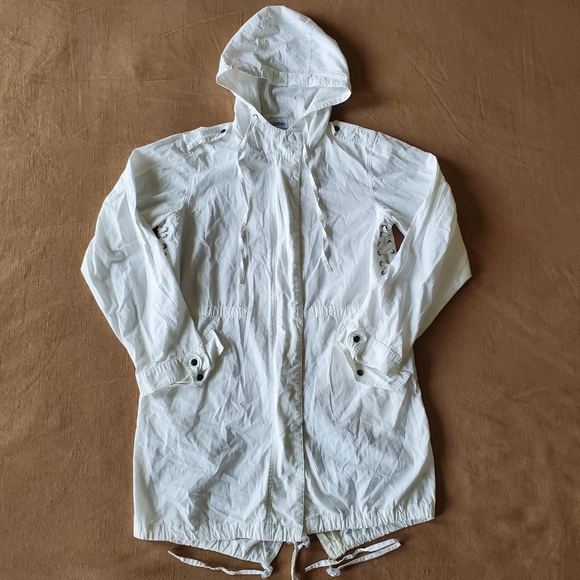 White Cotton Parka Women's Jacket Small - Picture 1 of 6
